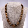 Natural Tiger's Eye gemstone necklace with graduated rondelle beads, diameter 10x6 mm to 19x14 mm, length 45 cm