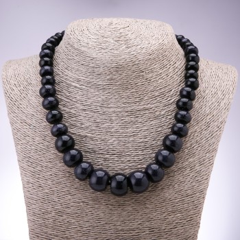 Synthetic Aventurine Stone Necklace 'Blue Sand Night of Cairo' with Graduated Rondelle Beads, 10x6 mm to 19x14 mm, 45 cm long