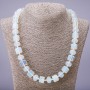 Moonstone Necklace, hexagonal beads, 12mm rondelles, 14×11mm larger elements, 50cm length