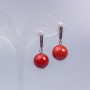 Earrings with Red Jasper Imitation — Smooth Bead, 14mm Diameter, 3cm Length