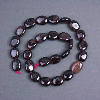 Garnet beads, natural stone, oval, diameter 15x12 mm, on a thread, length 40 cm+