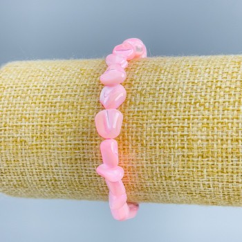 Pink Mother-of-Pearl Faceted Bracelet, 8x6 mm beads, 18 cm