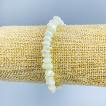 Bracelet White Mother-of-Pearl, Faceted, 7x4 mm, 18 cm (Stretch)