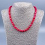 Raspberry Tourmaline Necklace (Synthetic) Faceted Beads, 8mm diameter, 48 cm length