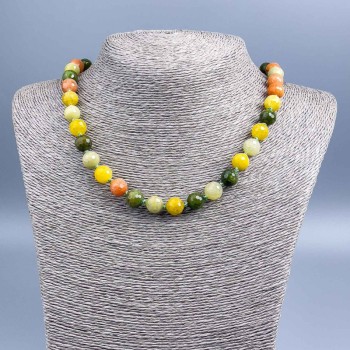 Necklace 'Assortment' of natural stone, faceted bead, diameter 10 mm +-, length 47 cm +