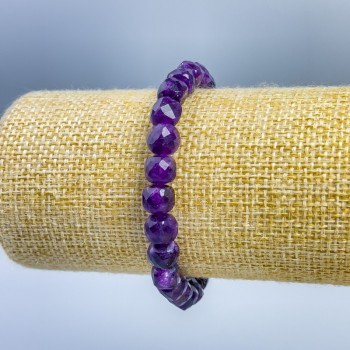 Amethyst bracelet with natural gemstone, faceted cube beads, 7x7 mm, length 18 cm (stretch)