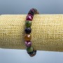 Tourmaline bracelet, natural stone, faceted cube beads, 9x9 mm diameter, 18 cm length (stretch)