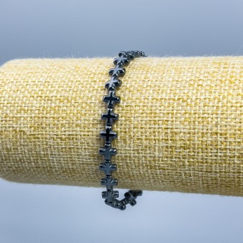 Hematite 'Cross' Bracelet, diameter 6x6x3 mm, length 18 cm (stretch)
