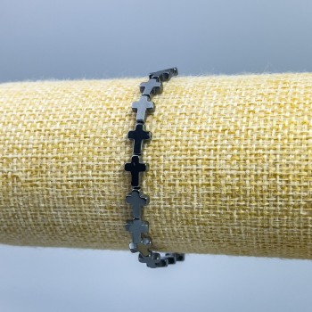 Hematite Cross Bracelet, diameter 8×6 mm, length 18 cm (stretch)