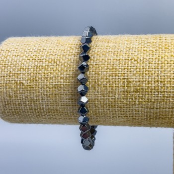 Hematite Polygonal Bracelet, diameter 5x5 mm ±, length 18 cm (stretch)