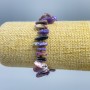 Charoite Bracelet, natural chipstone 'Needle', diameter 25×3–12×2 mm ± with beads, bead diameter 2 mm, length 18 cm (stretch)