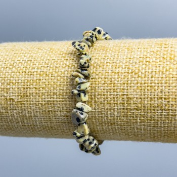 Dalmatian Jasper Chip Bracelet, diameter 5x3–14x5 mm, length 18 cm (stretch)