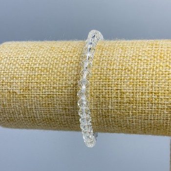 Bracelet of Czech Crystal, white transparent, faceted rondelles, diameter 6x5 mm, length 18 cm (stretch)