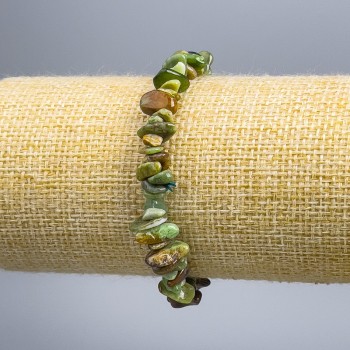 Green Jasper Chip Bracelet, 7x3mm diameter, 18cm length (stretch)