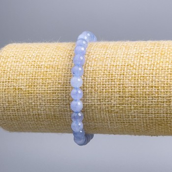 Aquamarine bracelet with smooth beads, 6.5 mm diameter, 18 cm length (stretch)