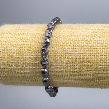 Bracelet Hematite Skull, diameter 6×8×6 mm, length 18 cm (stretch)