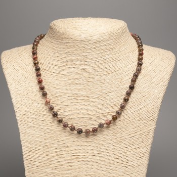 Leopard Jasper Necklace, synthetic acrylic, smooth 6 mm beads, 48 cm length