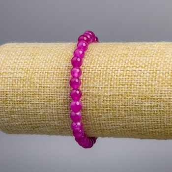 Bracelet 'Tourmaline' (synthetic) Raspberry, smooth beads, 6 mm diameter, 18 cm length, stretch bracelet