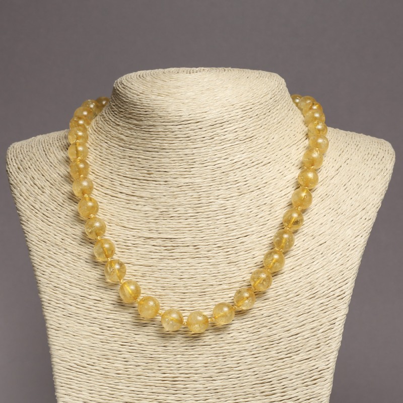 Citrine Necklace - Smooth Bead, 10(±)mm diameter, 45 cm+ length