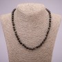Necklace of natural stone Silvery Obsidian, smooth beads, diameter 6(±)mm, length 45 cm