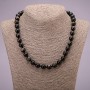 Bead Necklace of Natural Stone, Silver Obsidian, Smooth Beads, Diameter 10 mm (+/-), Length 45 cm