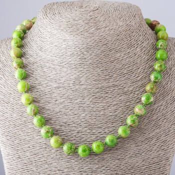 Variscite Necklace Light Green, 45 cm Length, 9–10 mm Diameter