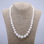 White Agate Beads (Pressed) Smooth Round Beads from 6 to 14 mm, Length 45 cm+