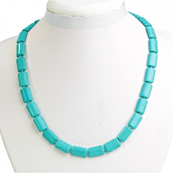 Veined Turquoise Necklace, Rectangular 10×15 mm, Length 48 cm