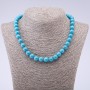 Turquoise Stone Necklace (Pressed) Blue with Veins, Glossy Bead, 10mm Diameter, 45cm Length