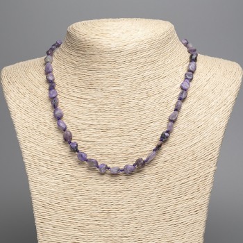 Charoite Necklace, natural gemstone, faceted beads, diameter 10x7 mm, length 49 cm