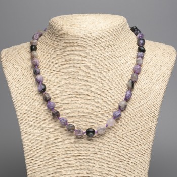 Charoite Necklace with natural stone, faceted beads, diameter 12×8 mm, length 50 cm