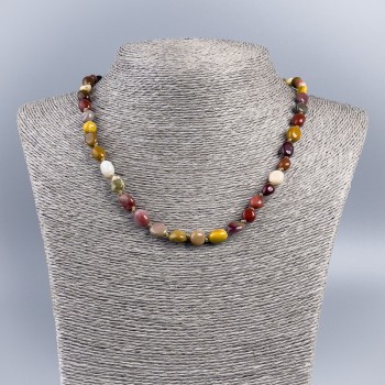 Mookaite Jasper Necklace with Faceted Beads, Natural Stone, bead diameter 7x8 mm, length 48 cm