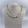 Prehnite Necklace with Natural Stone, Faceted Cubes, 8 mm Diameter, 48 cm Length