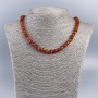 Carnelian natural stone necklace with faceted cube beads, 7 mm diameter, 48 cm length