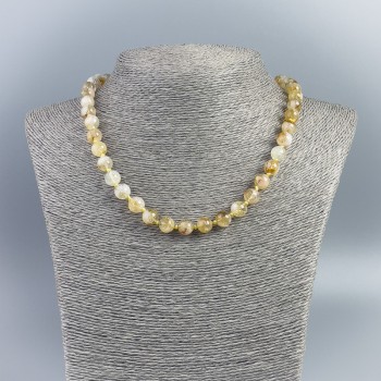 Natural Citrine gemstone necklace - smooth bead, 8.5 mm diameter, 48 cm length