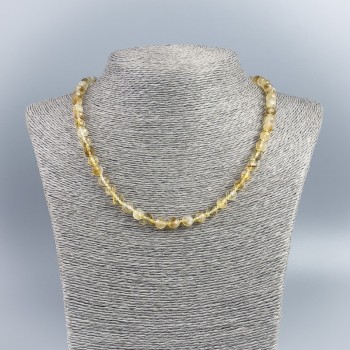 Natural citrine gemstone necklace with a faceted bead, 6.5 mm diameter, length 48 cm