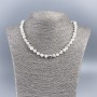 Natural Mother-of-Pearl Necklace (toned) White Round Faceted Beads, 8 mm diameter, 48 cm length
