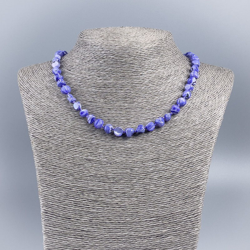 Lavender-Toned Natural Mother-of-Pearl Necklace, 8 mm Beads