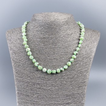 Mint-Tinted Natural Mother-of-Pearl Necklace, Round Beads, 8 mm Diameter, 48 cm Length