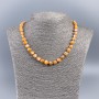 Necklace made of natural mother-of-pearl (orange-toned) round beads, 8 mm in diameter, 48 cm long