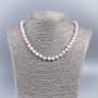 Natural Stone Necklace Pink Quartz — Smooth Beads, 6-7 mm Diameter, 50 cm Length