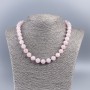 Natural Stone Rose Quartz Necklace - Smooth Bead, Diameter 10–11 mm, Length 50 cm