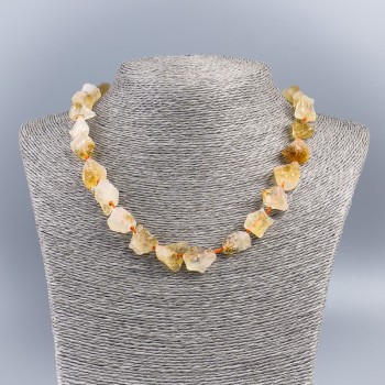 Unpolished Citrine Nugget Necklace, diameter 12x15 mm, 50 cm long