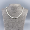 Necklace with natural white mother-of-pearl barrel rondelle beads, 6x6 mm diameter, length 48 cm
