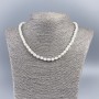 Necklace with natural white mother-of-pearl barrel rondelle beads, 6x6 mm diameter, length 48 cm