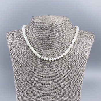 Natural White Mother-of-Pearl Rondelle Necklace, 6x4 mm, 50 cm long