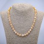 Necklace made from natural beige mother-of-pearl — smooth bead, about 8 mm in diameter, length 45 cm