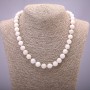 Natural adularia necklace with smooth beads, 10 mm diameter, 45 cm length