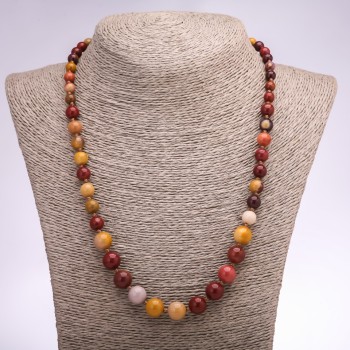 Mookaite Jasper Necklace with Smooth Beads in Increasing Sizes, Diameters 6-8-10 mm, Length 48 cm