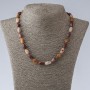Mookaite Jasper Necklace, curved cylinder beads, natural stone, length 47 cm, diameter 15×7 mm